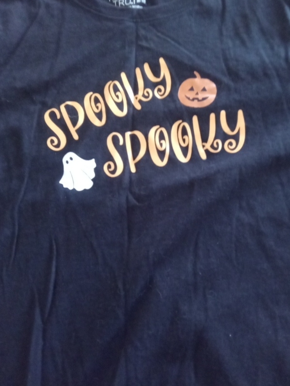 Time and Tru Black Short Sleeve 'Spooky Spooky' Halloween Tee